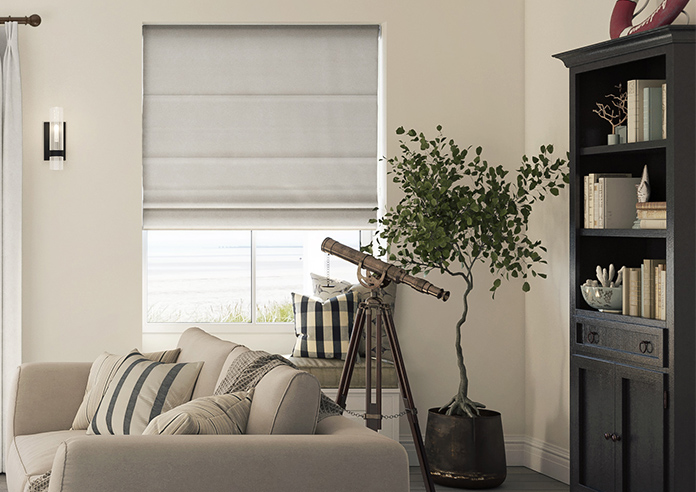 Florence Faux Suede, Grey Mist - Motorised Roman Blind - Image 3
